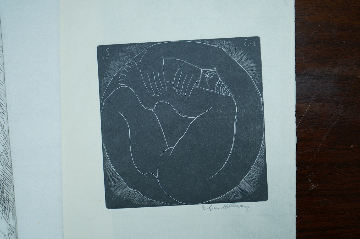 Edgar Holloway (1914-2008), two drypoint etchings, Firelight, signed and dated '32, 2/25, 15 x 10cm & 'Eric Gill's Garden Roller', signed, 9.5 x 9cm, both unmounted. Condition - light creasing to margins and light foxing